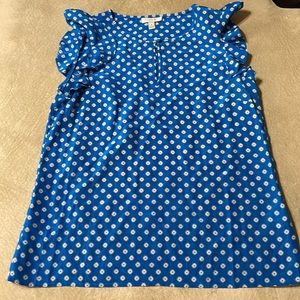 J Crew Silk top with flutter sleeves